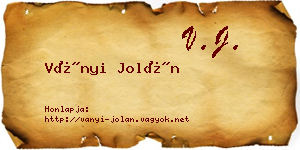 Ványi Jolán névjegykártya