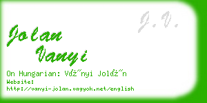 jolan vanyi business card